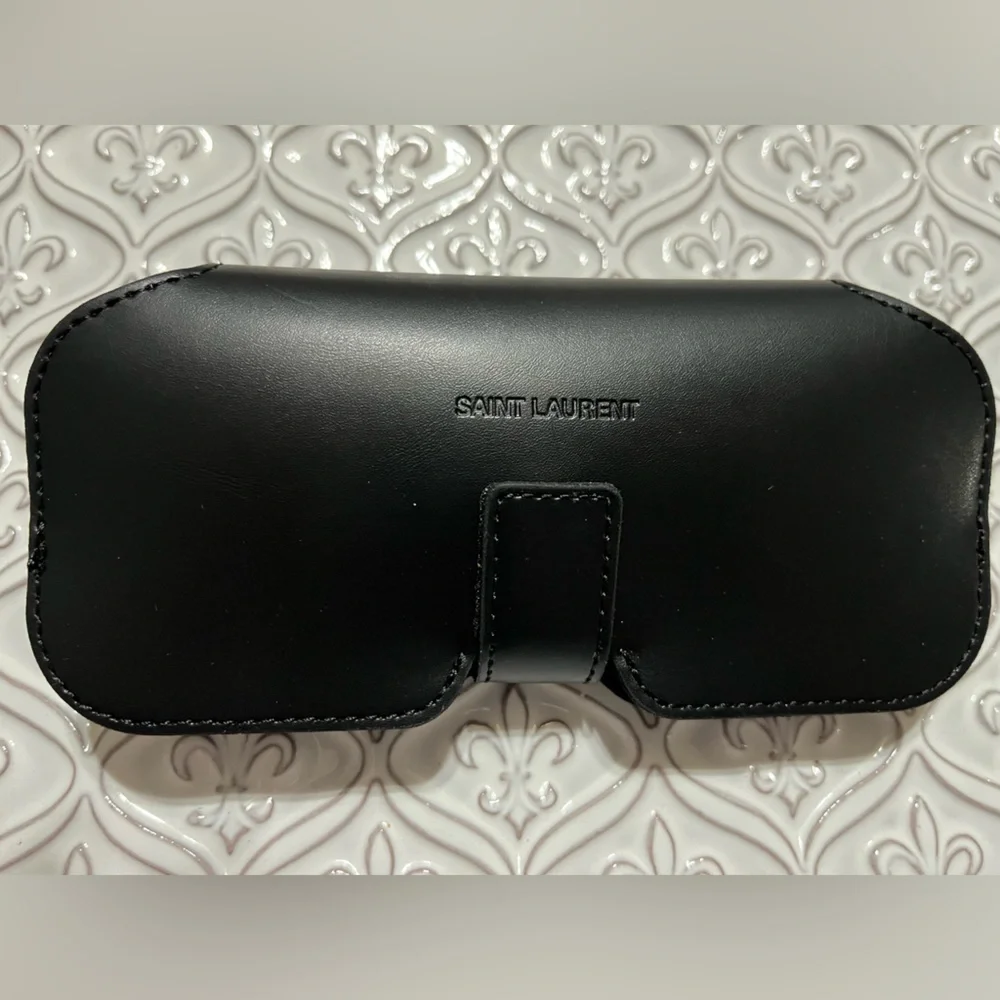 Saint Laurent Black Leather Eyewear Holder (Glasses not included)